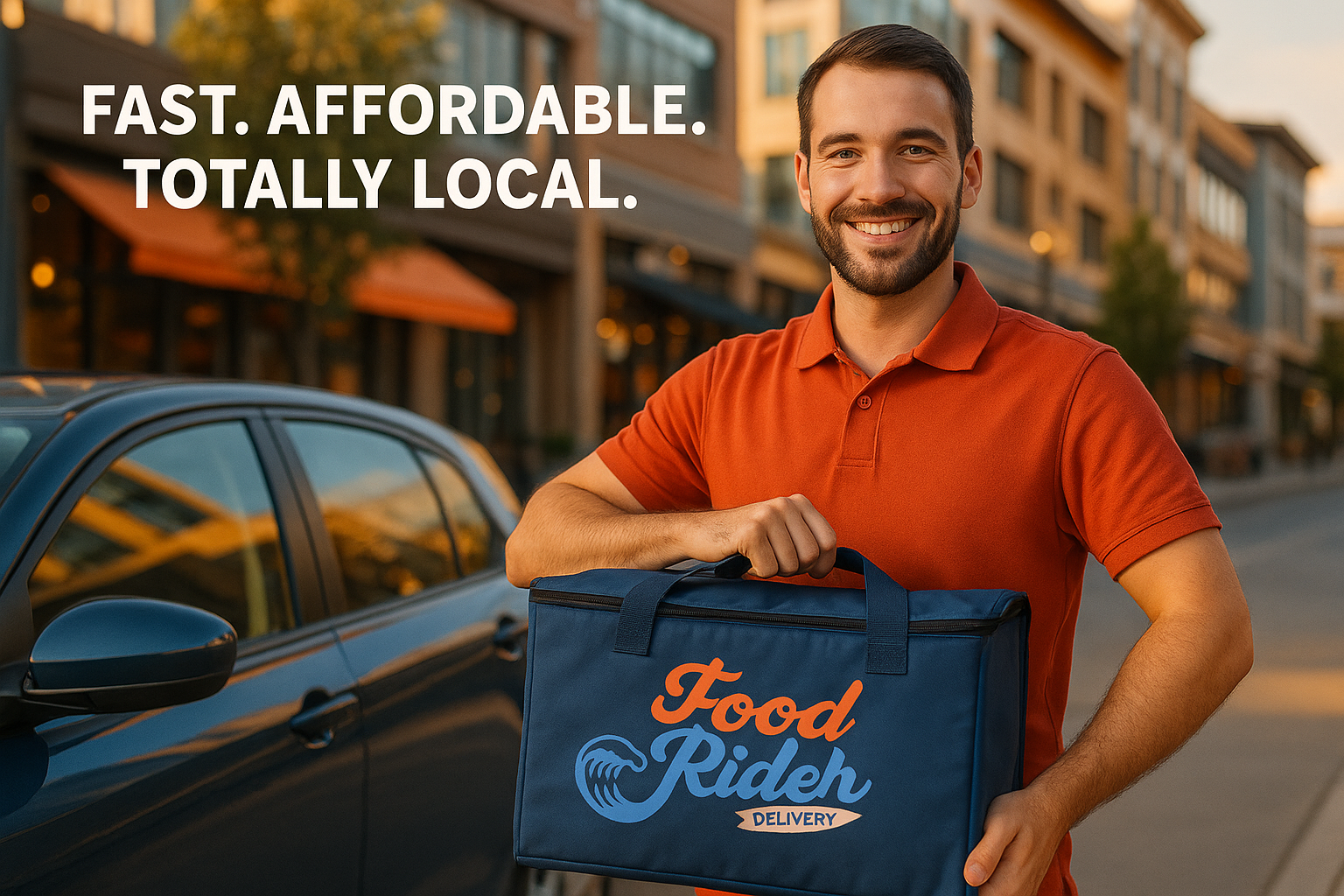 Food Rider Delivery Driver with insulated bag